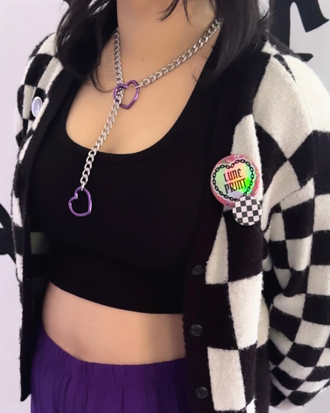 Silver - Purple Heart Slip Chain