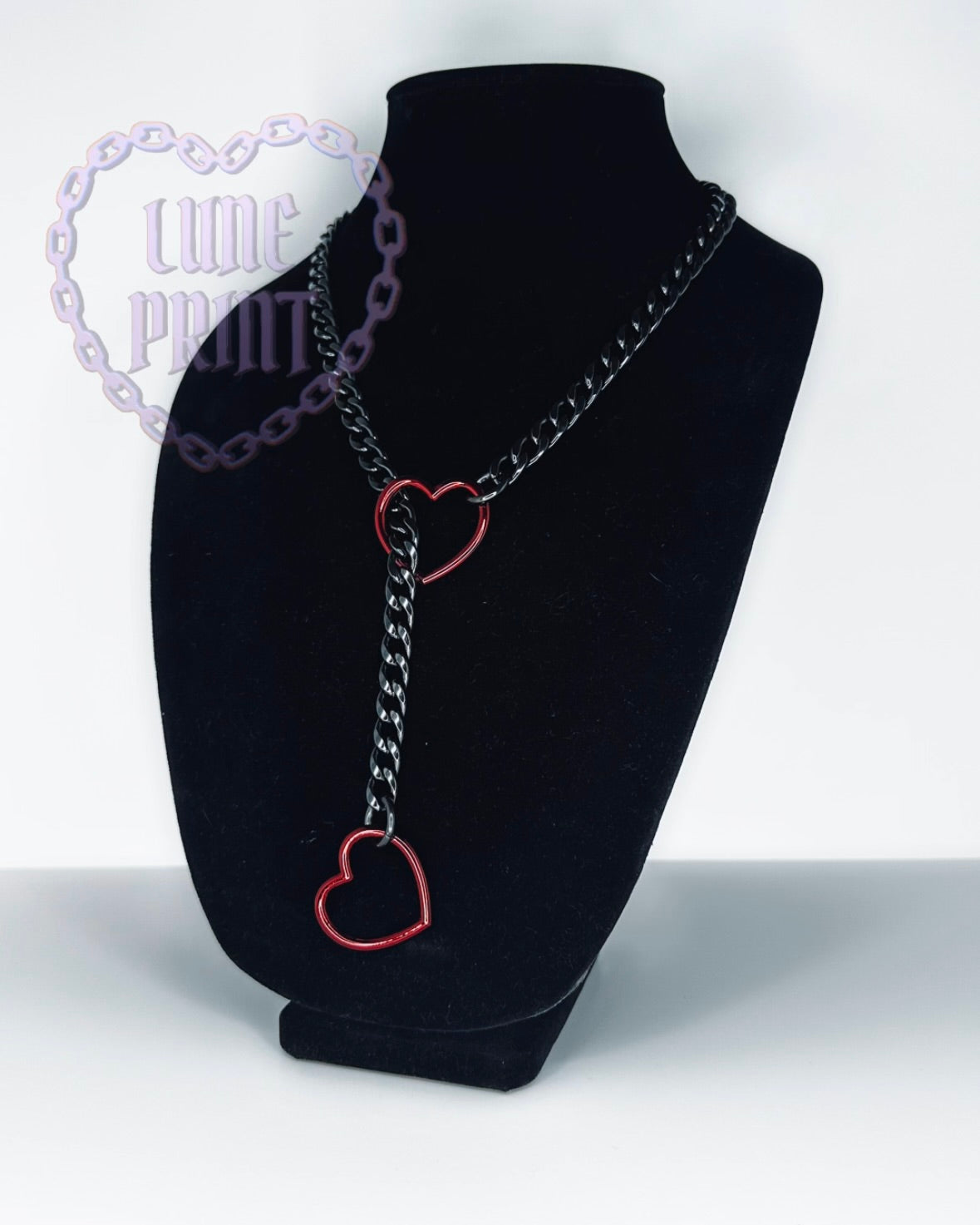 Gunmetal - Red Heart Slip Chain