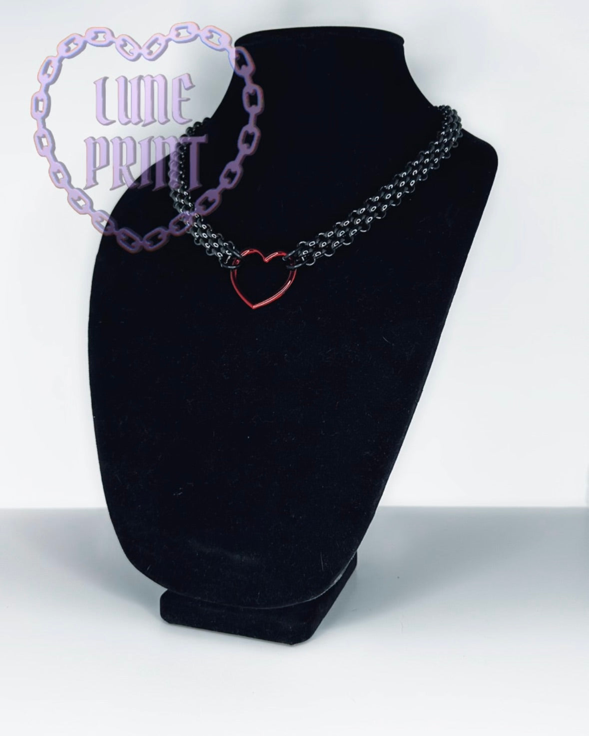 Gunmetal Red Heart Bubble Choker