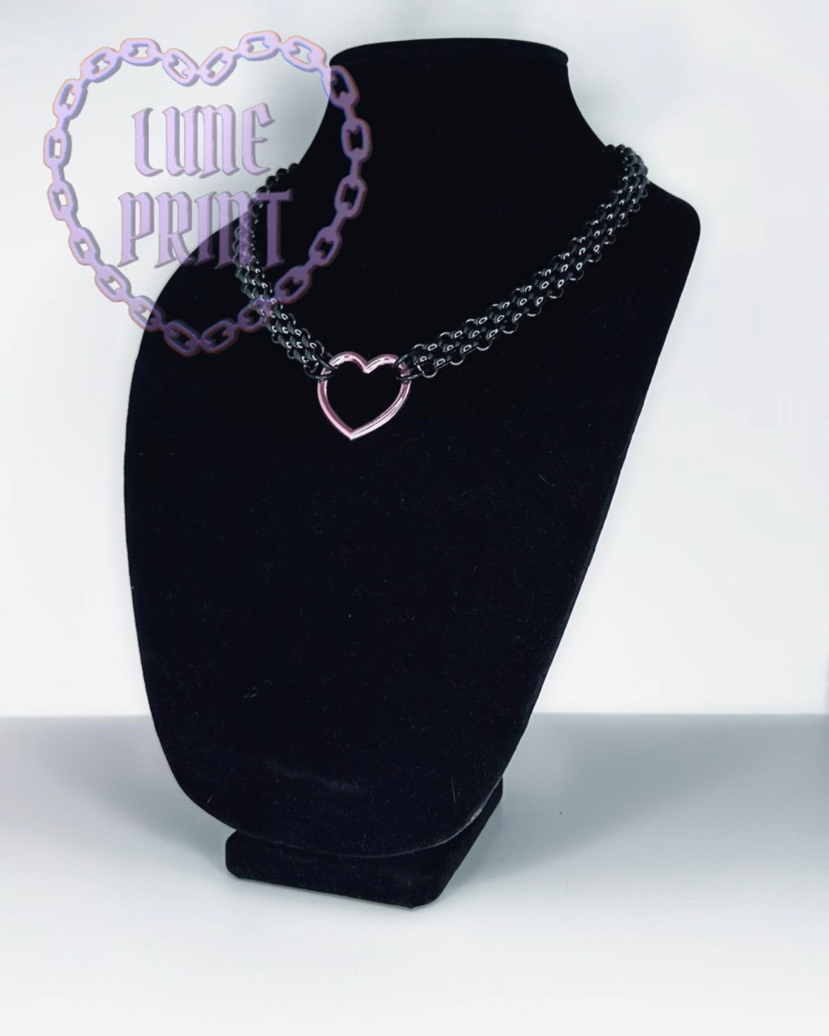 Gunmetal Pink Heart Bubble Choker