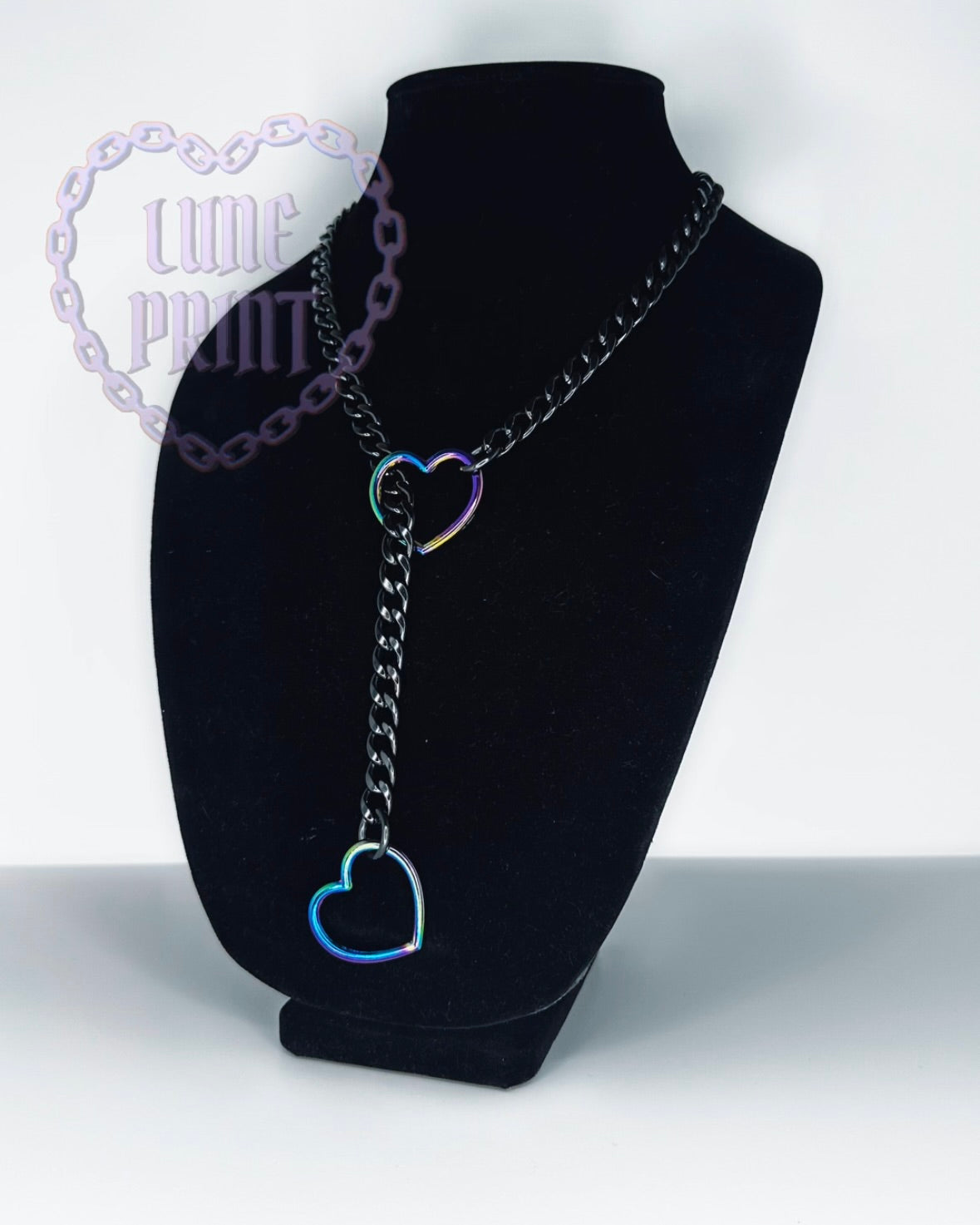 Gunmetal - Rainbow Heart Slip Chain