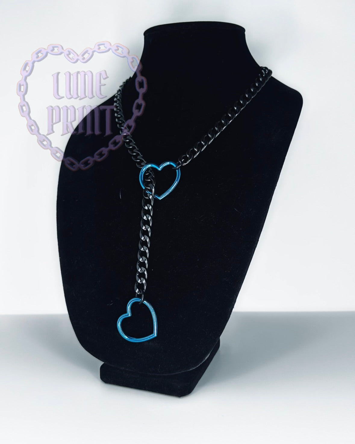 Gunmetal - Blue Heart Slip Chain