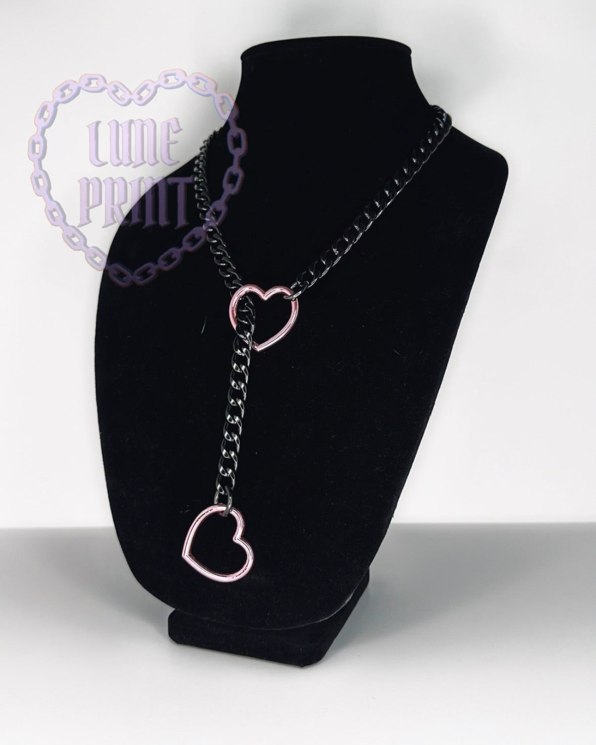 Gunmetal - Pink Heart Slip Chain