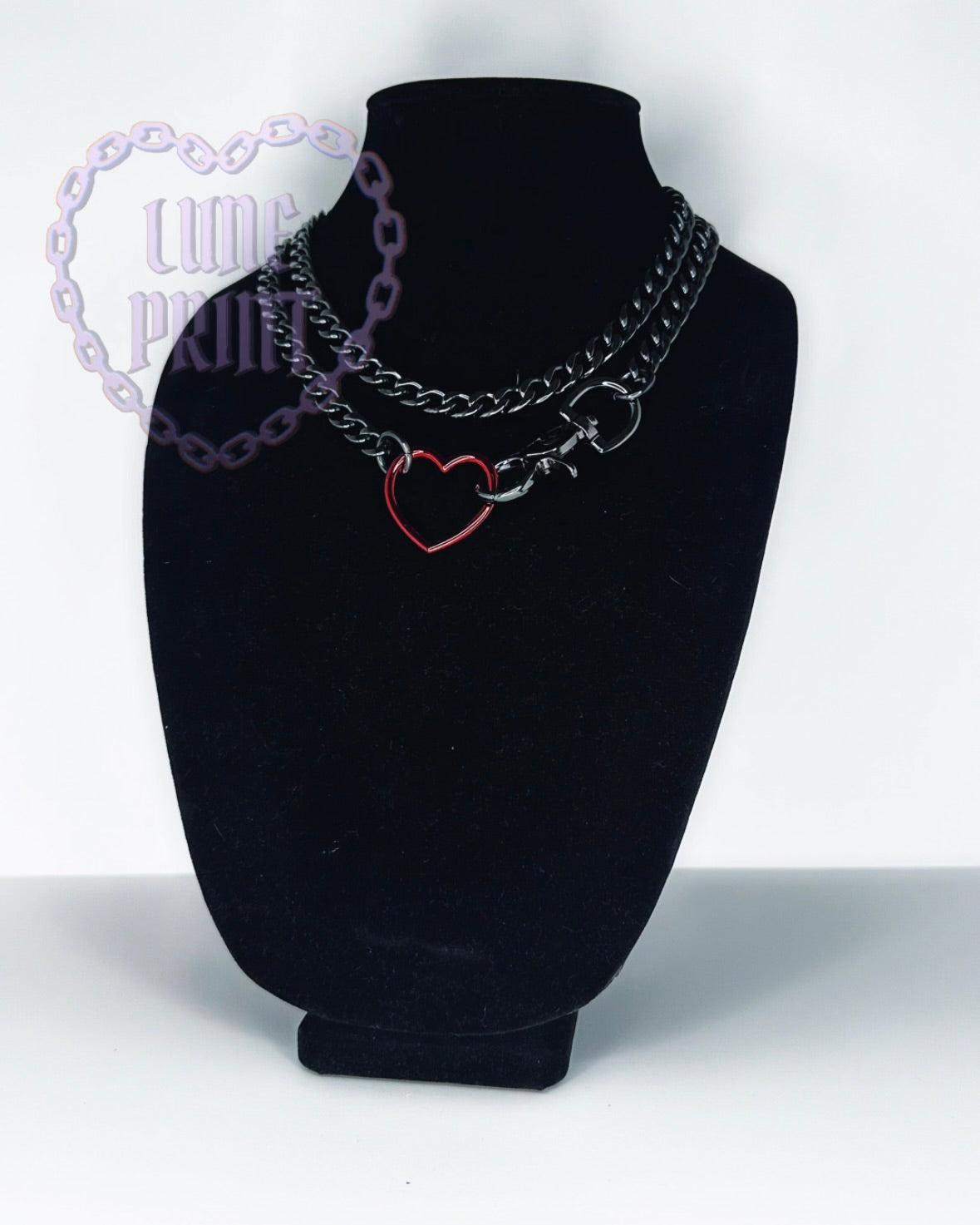 Gunmetal - Red Heart Loop Choker