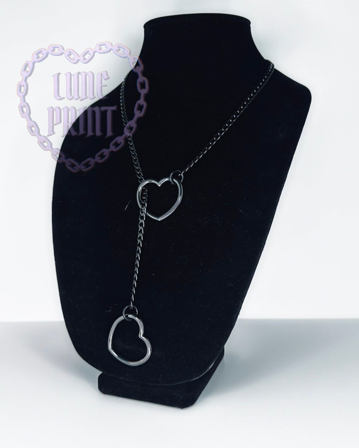 Delicate Gunmetal Heart Slip Chain