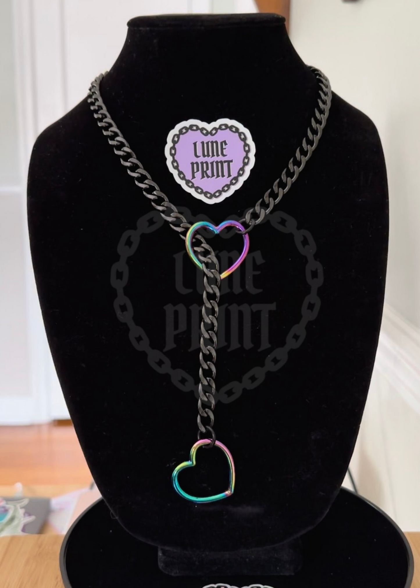 Gunmetal - Rainbow Heart Slip Chain