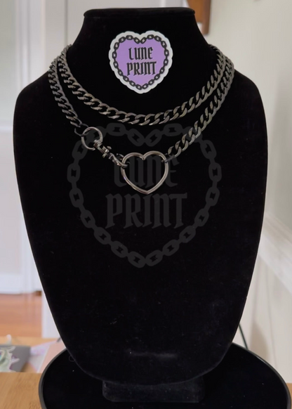 Gunmetal Heart Loop Choker