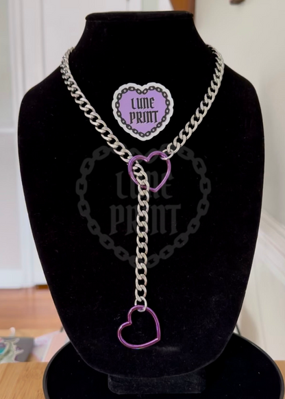 Silver - Purple Heart Slip Chain