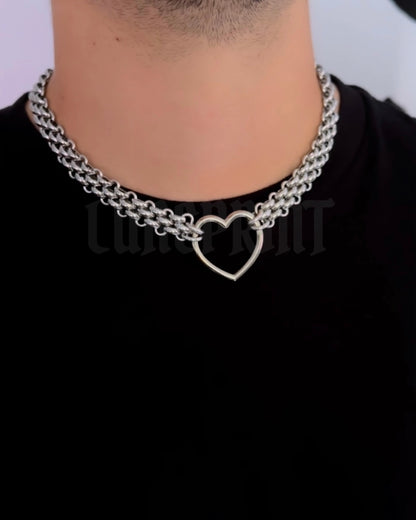 Silver Heart Bubble Choker