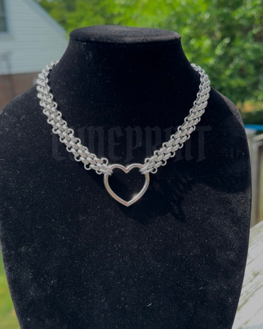 Silver Heart Bubble Choker