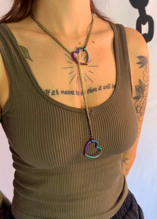 Delicate Rainbow Heart Slip Chain