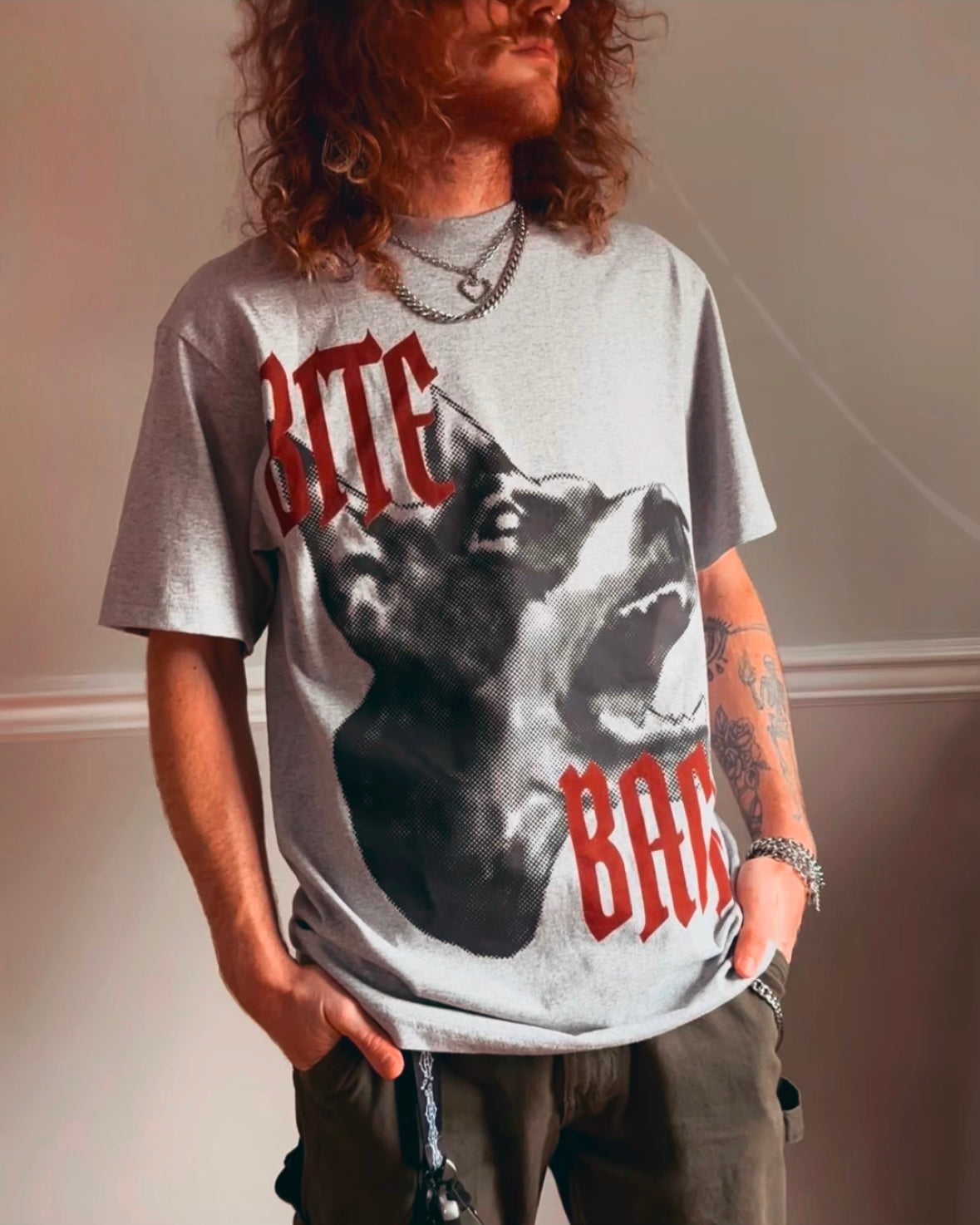 Bite Back Doberman Streetwear Style Oversized Tee Shirt